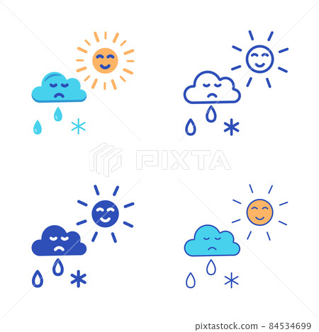 Seasonal affective disorder icon set in flat and line style Seasonal affective disorder icon set in flat and line style 84534699