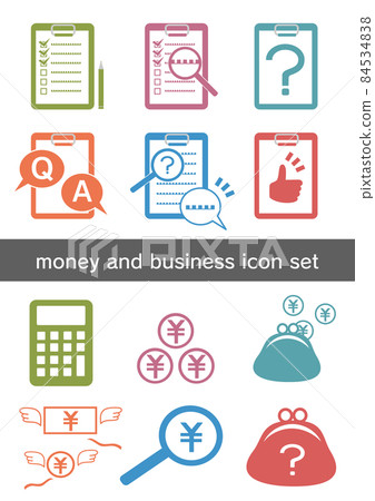 Icon set that can be used for business, investment, contracts, etc. such as money and check sheets 84534838