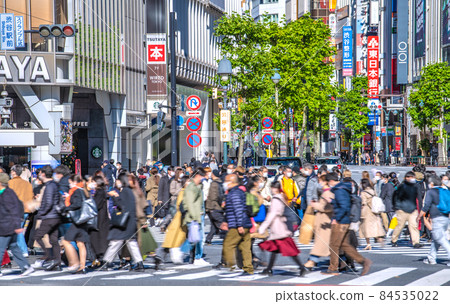 Tokyo cityscape of Japan December. The world is shaken by Omicron stocks. Increasing number of elderly people coughing in Shibuya, increasing threats = 2 days 84535022