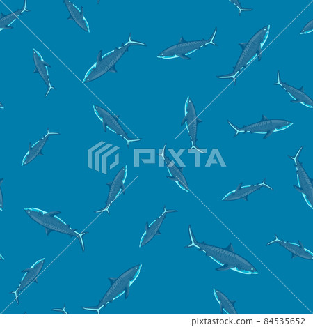 Seamless pattern Tiger shark blue background. Texture of marine fish for any purpose. Seamless pattern Tiger shark blue background. Texture of marine fish for any purpose. 84535652