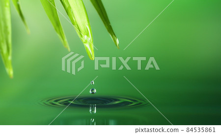 Spa and wellness background with water and leaves 84535861