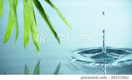 Spa and wellness background with water and leaves Spa and wellness background with water and leaves 84535862