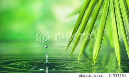 Spa and wellness background with water and leaves Spa and wellness background with water and leaves 84535864
