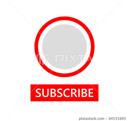 Social media avatar frame with follow button. Red subscribe design element for social media webpage. Web button template for video channel 84535893