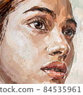 Brown-eyed girl on a white background. 84535961