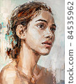 Brown-eyed girl on a white background. 84535962