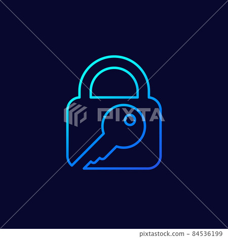 Lock and key icon, line vector design 84536199