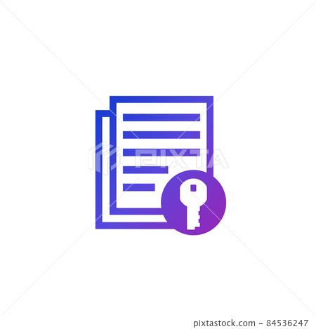 Key and documents icon on white 84536247