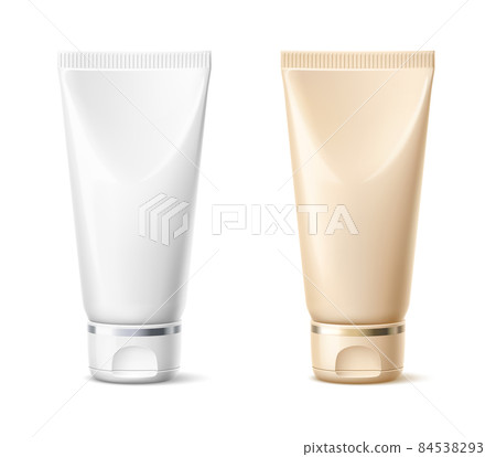 Plastic tube with flip lid mockup. Cosmetic package container blank template 84538293