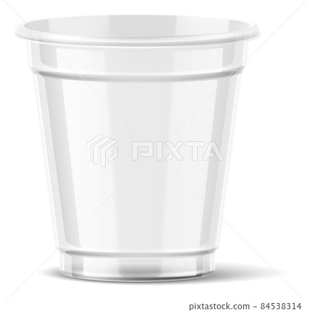 Little drink cup mockup. Realistic plastic container for takeaway beverage 84538314