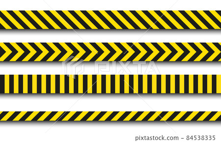 Yellow and black danger ribbons with shadow. 84538335