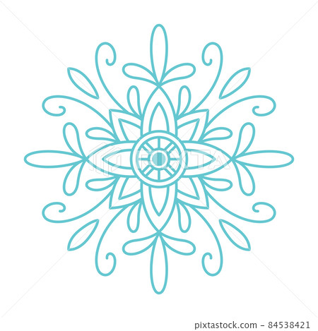 Snowflake icon. Simple flat vector line illustration isolated on white background. Silhouette flake of snow. Snowflake icon. Simple flat vector line illustration isolated on white background. Silhouette flake of snow. 84538421
