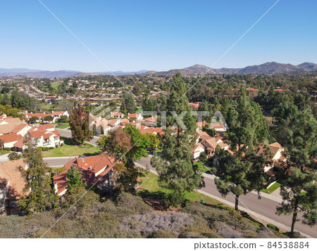 Aerial view of residential houses community in San Diego, USA. 84538884