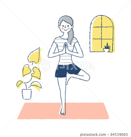 做瑜伽姿勢的女人 84539083