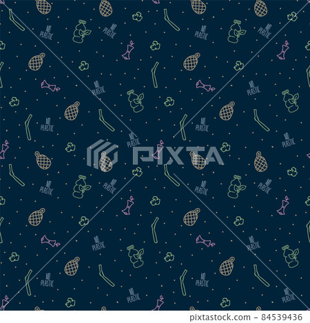 The pattern is modern, there is no plastic. The icon illustrations are Eco-friendly safety, forward green. The background for textiles is sustainable waste, eco-friendly. 84539436