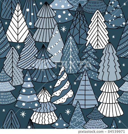 Holiday Seamless Pattern with Christmas tree. Xmas winter background 84539971