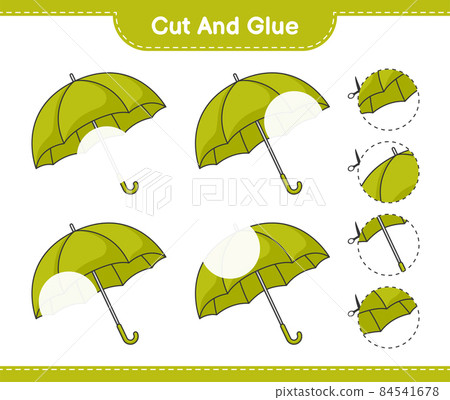 Cut and glue, cut parts of Umbrella and glue them. Educational children game, printable worksheet, vector illustration 84541678