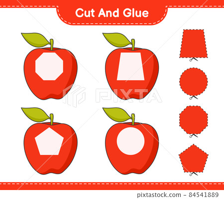 Cut and glue, cut parts of Apple and glue them....-插圖素材 [84541889 ...