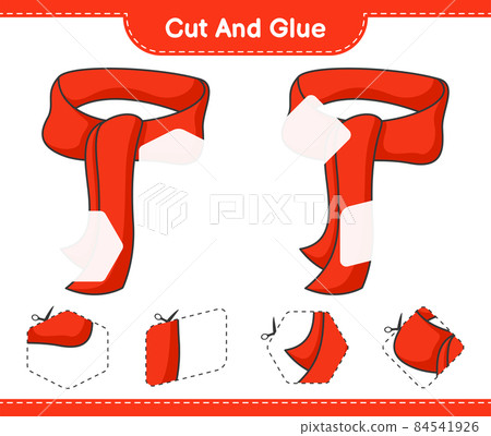 Cut and glue, cut parts of Scarf and glue them. Educational children game, printable worksheet, vector illustration Cut and glue, cut parts of Scarf and glue them. Educational children game, printable worksheet, vector illustration 84541926