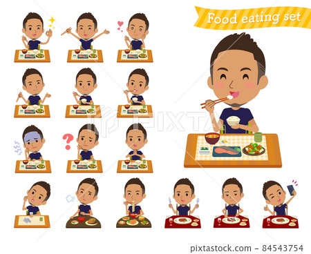 A set of black men wearing sportswear for meals 84543754