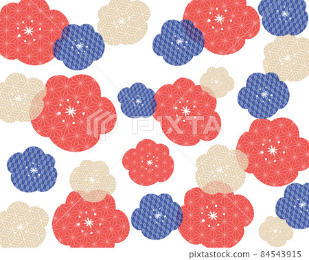 Japanese pattern plum blossom pattern background illustration 84543915