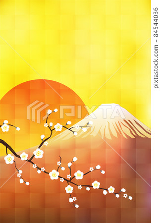 富士山梅花日本圖案背景 84544036