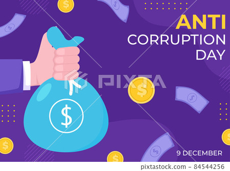Anti Corruption Day Which is Commemorated Every 9 December for Tell the Public to Stop Give Money with a Prohibition Sign in Flat Design Illustration 84544256