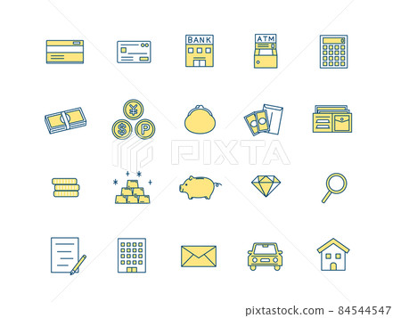 Money Finance Bank Currency Finance Line Drawing Icon Set 84544547