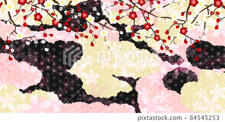 Plum cherry blossom Japanese pattern background 84545253
