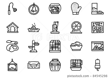 Accessories for pets line vector doodle simple icon set 84545298