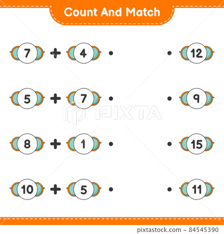 Count and match, count the number of Sunglasses and match with the right numbers. Educational children game, printable worksheet, vector illustration Count and match, count the number of Sunglasses and match with the right numbers. Educational children game, printable worksheet, vector illustration 84545390