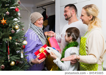 Grandma visiting her family at Christmas Grandma visiting her family at Christmas 84545885