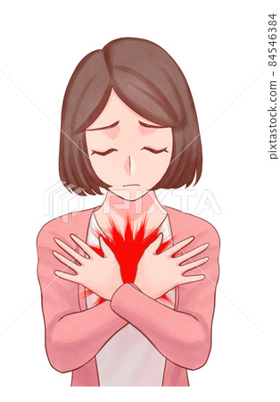 一個胸部有傷口的女人的插圖 84546384