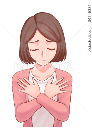 一個胸部有傷口的女人的插圖 84546385