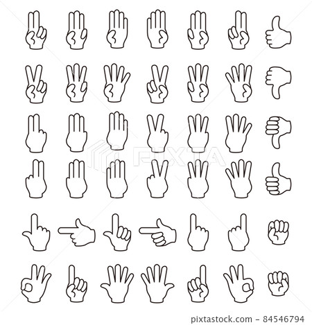 Hand icon line drawing vector illustration set (hand sign) 84546794