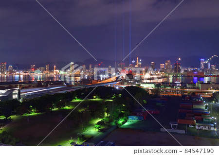 Night view of Kobe Port while the luxury cruise ship "Asuka 2" is moored Night view of Kobe Port while the luxury cruise ship "Asuka 2" is moored 84547190