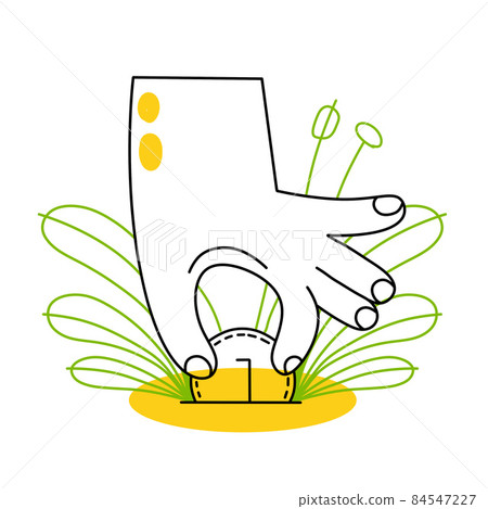 Hand with coin put gold in ground. Seedling of future income. Investment and saving. Concept of bank account. Abstract outline nature background Hand with coin put gold in ground. Seedling of future income. Investment and saving. Concept of bank account. Abstract outline nature background 84547227