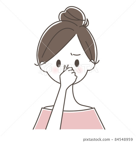 A woman holding a nose 84548959