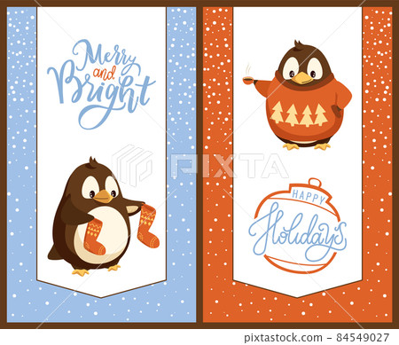 Penguin with Knitted Socks and Sweater, Christmas Penguin with Knitted Socks and Sweater, Christmas 84549027