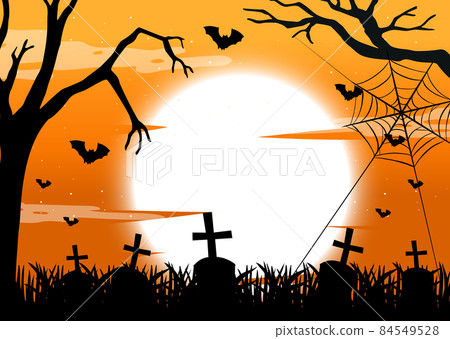 Spooky forest background with full moon Spooky forest background with full moon 84549528