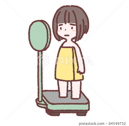 一個在秤上表情複雜的女人 84549732