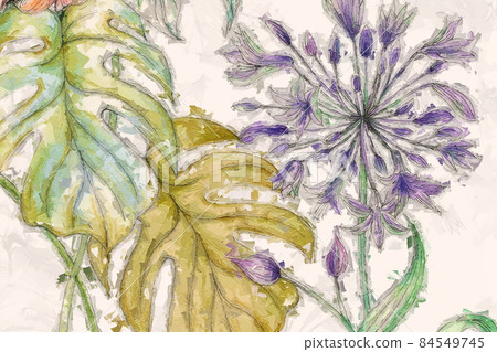 Beautiful oil painting flower illustration 84549745