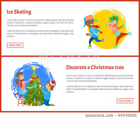 Ice Skating and Decorate Christmas Tree Posters 84550088