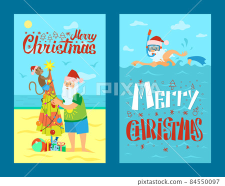 Merry Christmas, Santa Claus, Monkey and Umbrella Merry Christmas, Santa Claus, Monkey and Umbrella 84550097