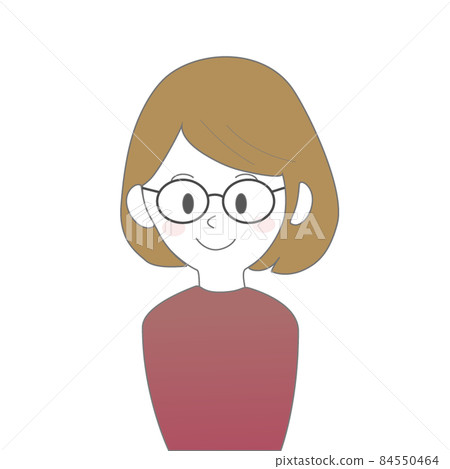一個戴著鮑勃頭髮眼鏡的女人的插圖 一個戴著鮑勃頭髮眼鏡的女人的插圖 84550464