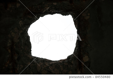 Hole in the ceiling.Consequences of war. Hole in the ceiling.Consequences of war. 84550480