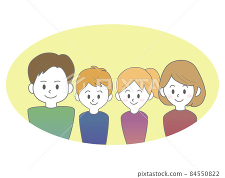 Illustration of a pop family of four in the upper body 84550822