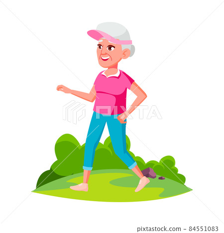 Running old woman quickly vector 84551083