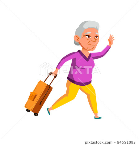 Running old woman late vector Running old woman late vector 84551092