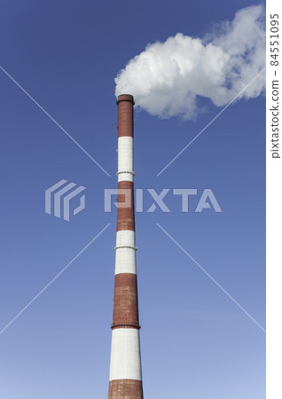 Power station's high tube.Industrial background. Power station's high tube.Industrial background. 84551095